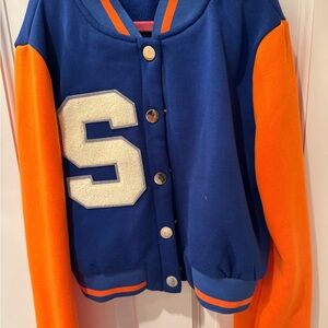 Blue and Orange Varsity Jacket with Letter S